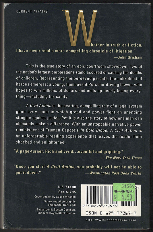 A Civil Action by Jonathan Harr back cover