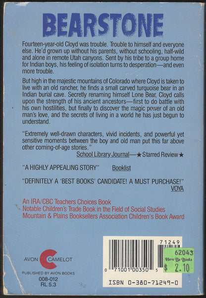 Bearstone by Will Hobbs back cover