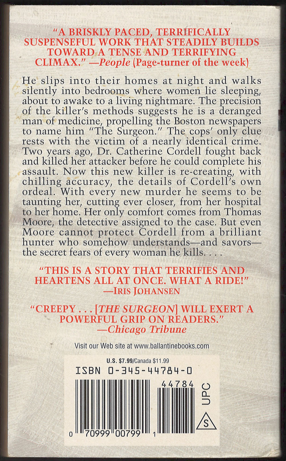 The Surgeon by Tess Gerritsen back cover