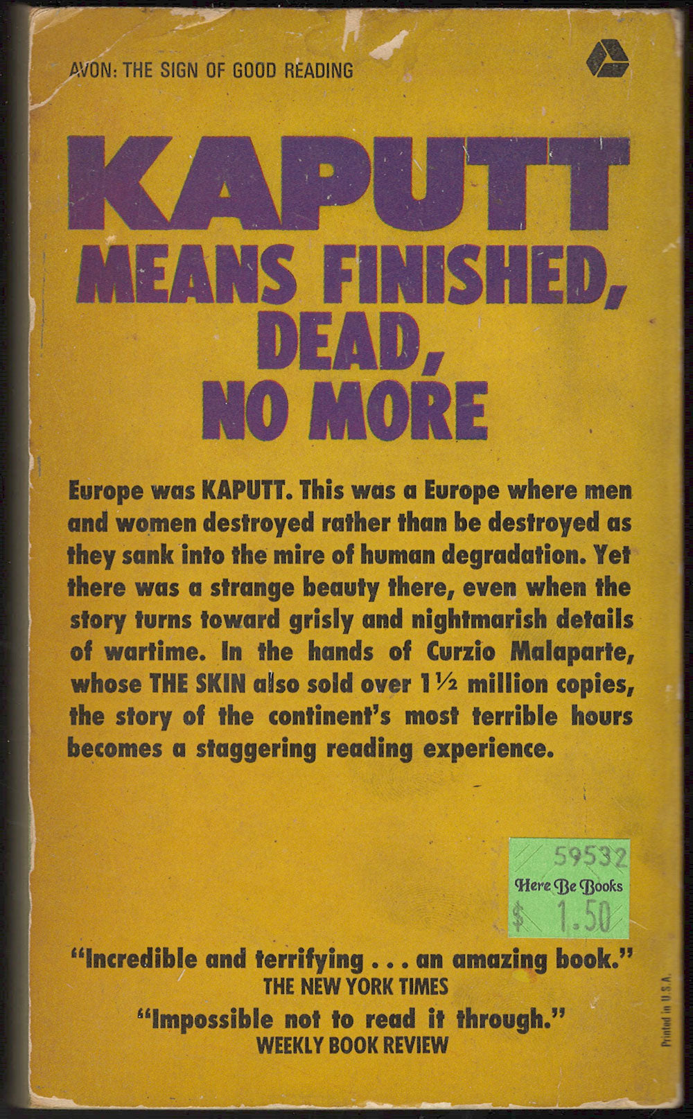 Kaputt by Curzio Malaparte back cover