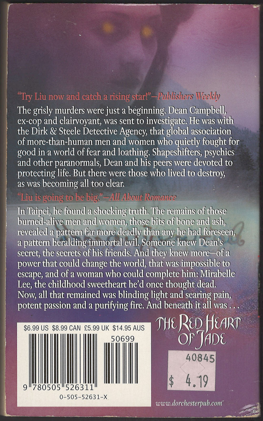 The Red Heart of Jade by Marjorie M. Liu back cover