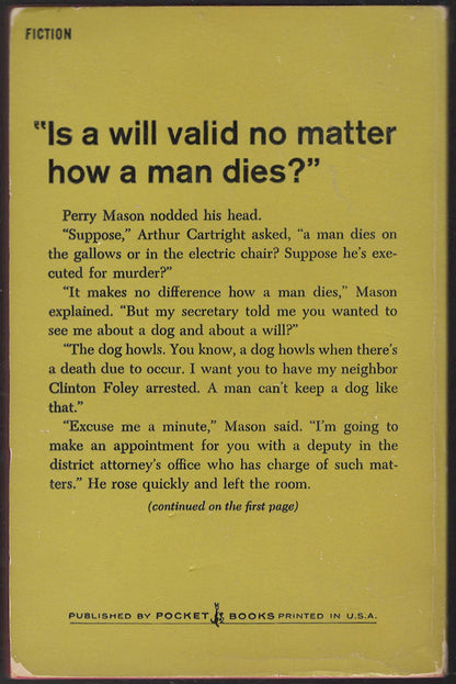 The Case of the Howling Dog by Erle Stanley Gardner back cover