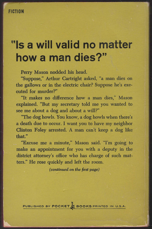 The Case of the Howling Dog by Erle Stanley Gardner back cover