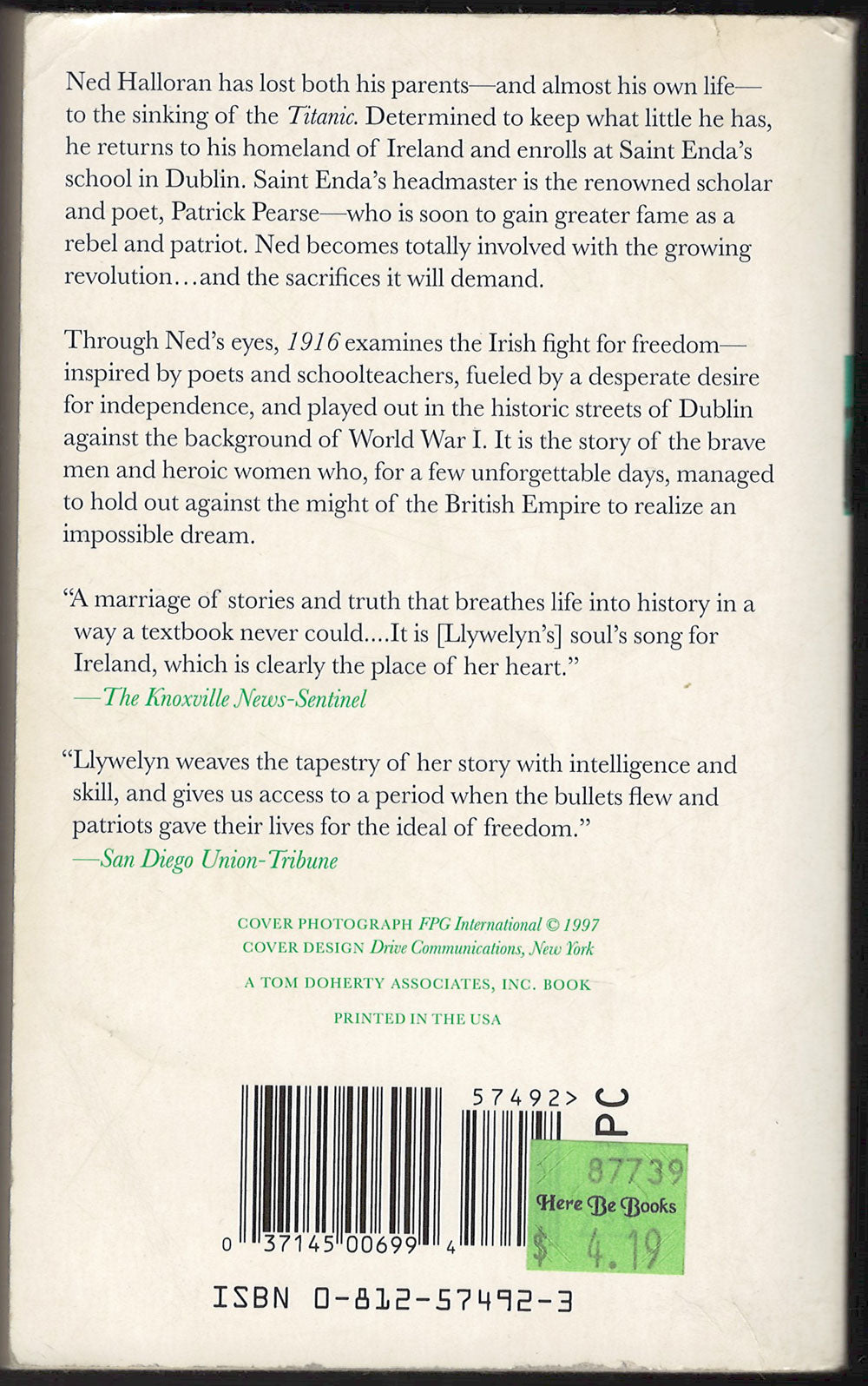 1916 A Novel of the Irish Rebellion by Morgan Llywelyn back cover