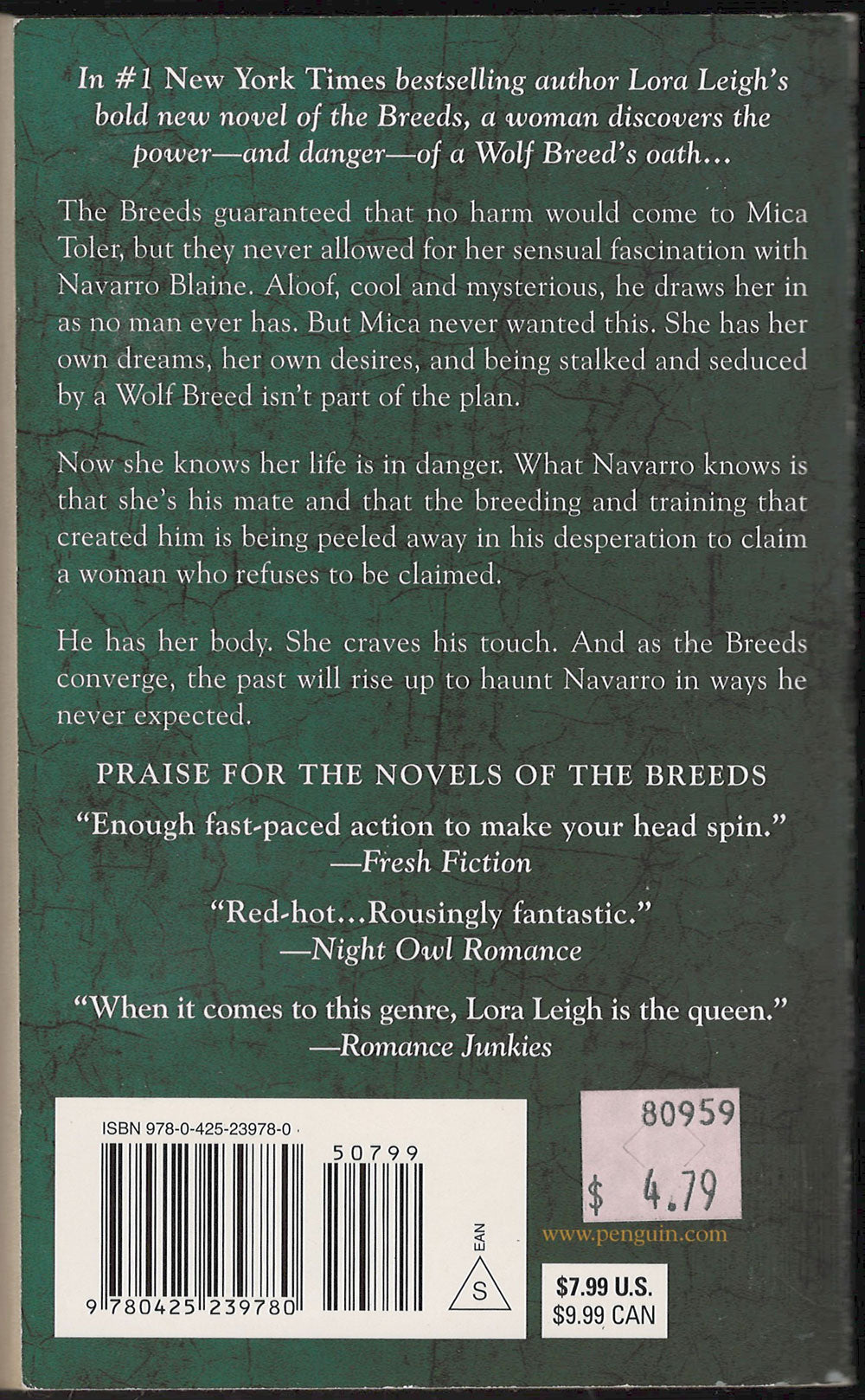 Navarro's Promise by Lora Leigh back cover