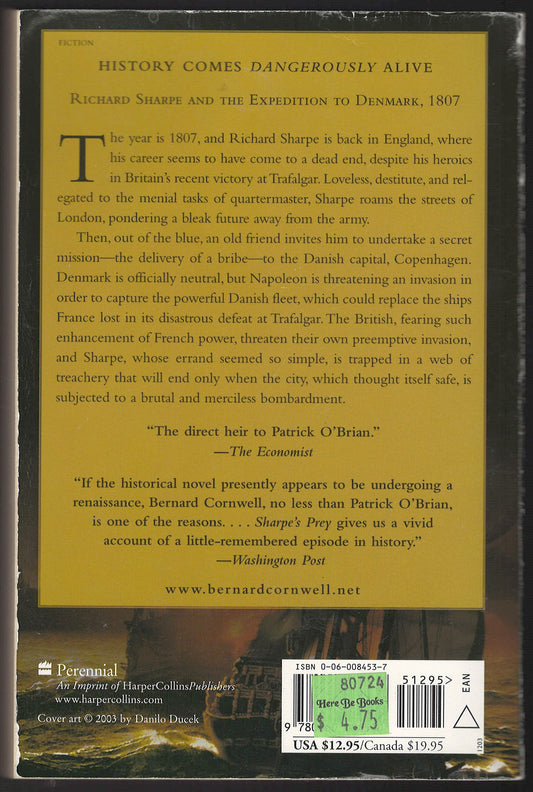 Sharpe's Prey by Bernard Cornwell back cover