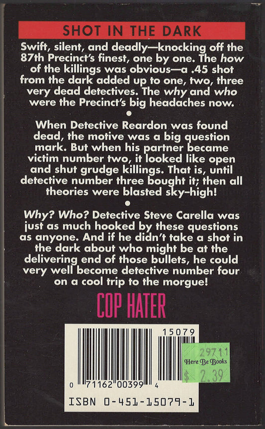 Cop Hater by Ed McBain back cover