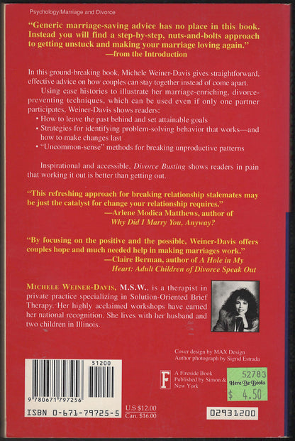 Divorce Busting by Michele Weiner-Davis back cover
