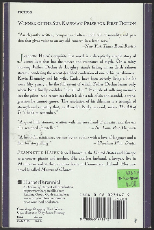 The All of It by Jeannette Haien back cover