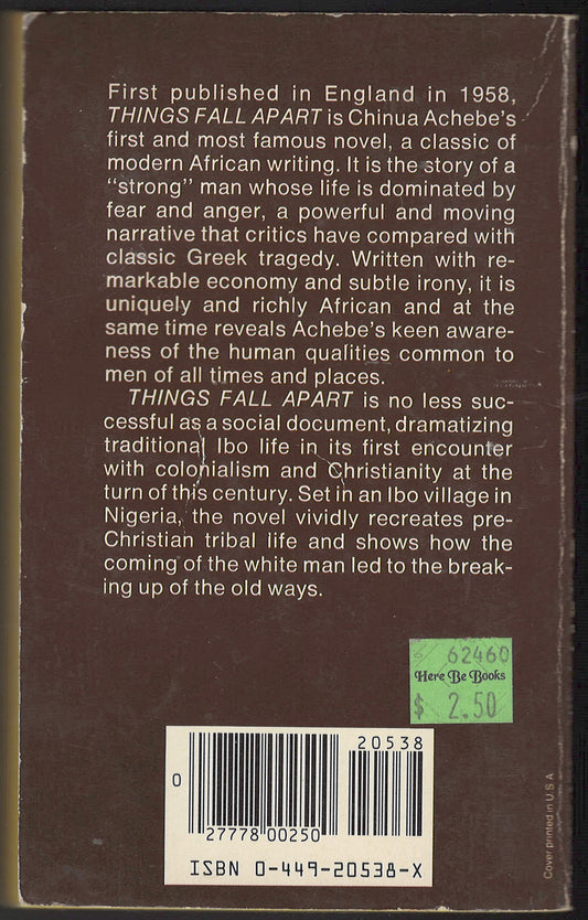 Things Fall Apart by Chinua Achebe back cover