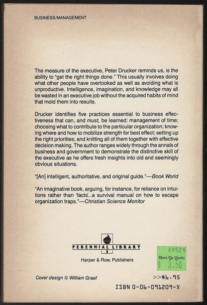 The Effective Executive by Peter F Drucker back cover