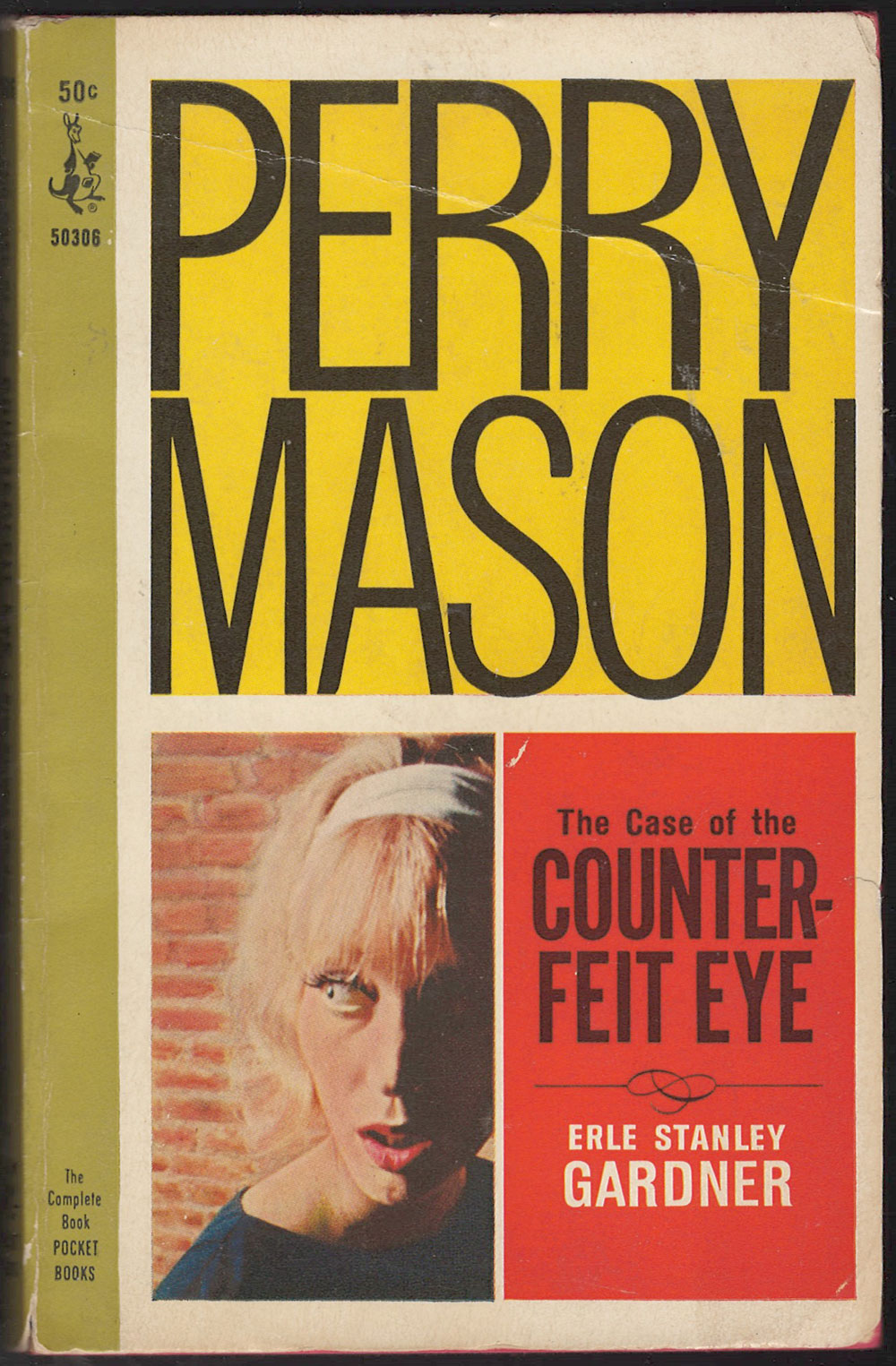 Front cover of Perry Mason: The Case of the Counterfeit Eye by Erle Stanley Gardner with an image of a woman looking over her shoulder.