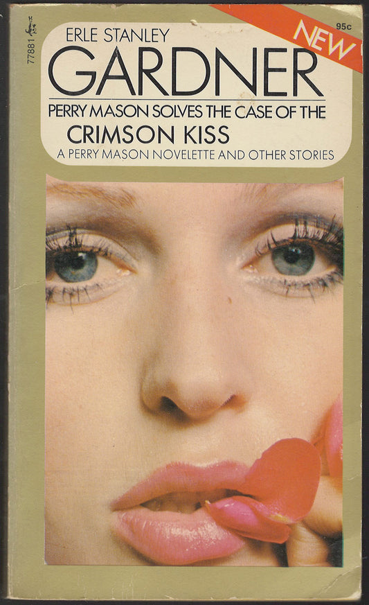 Front cover of Perry Mason Solves the Case of the Crimson Kiss by Erle Stanley Gardner with a close-up of a woman's face.