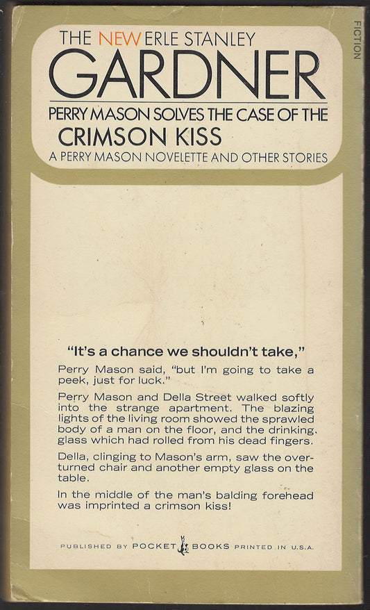 Back cover of Perry Mason Solves the Case of the Crimson Kiss by Erle Stanley Gardner