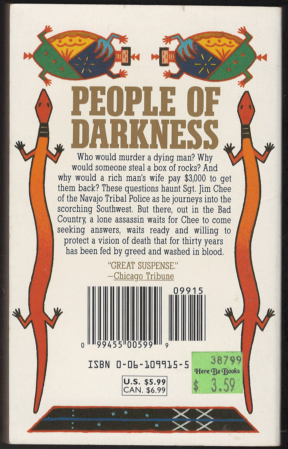 People of Darkness by Tony Hillerman back cover