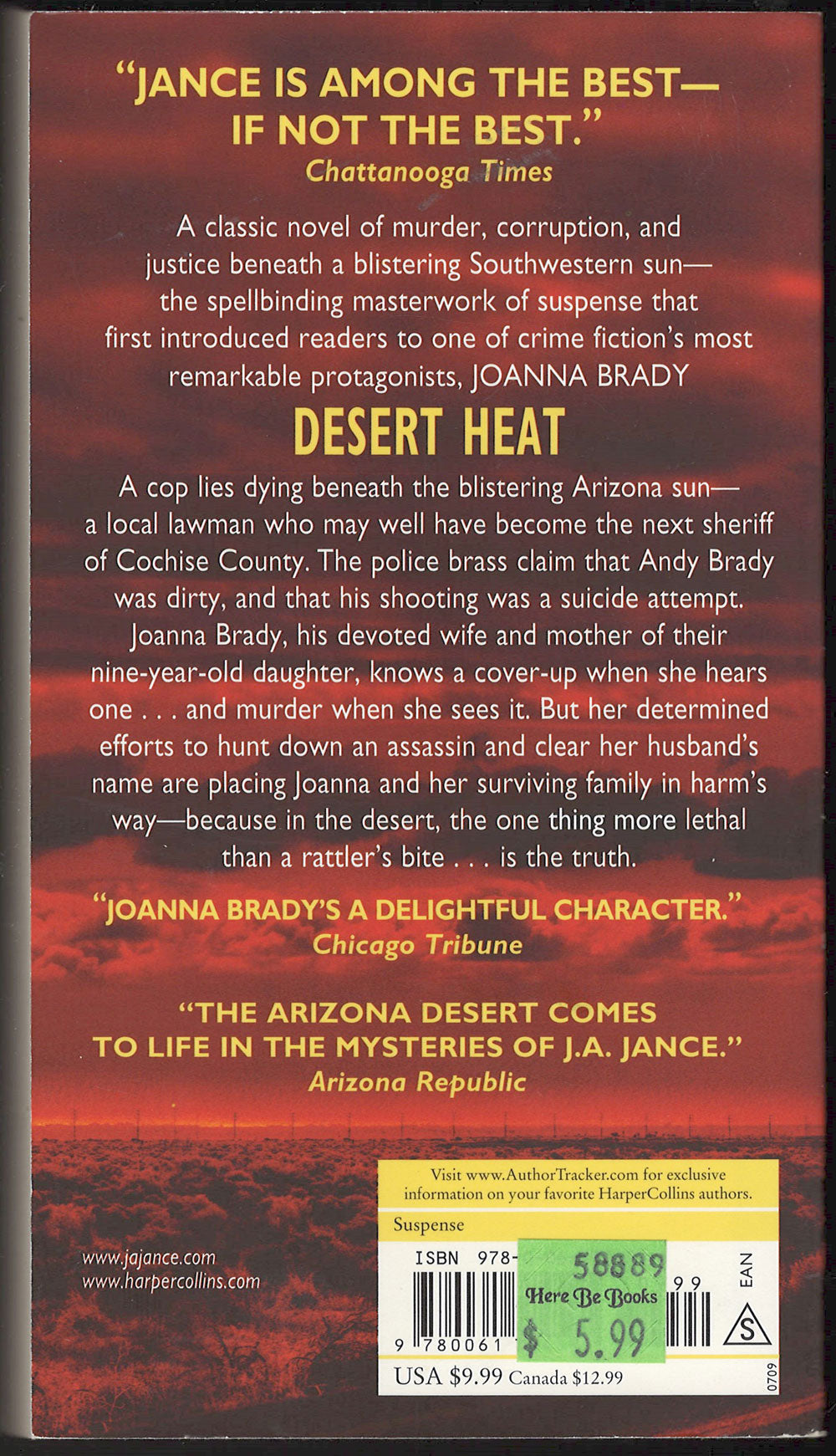 Desert Heat by J. A. Jance back cover