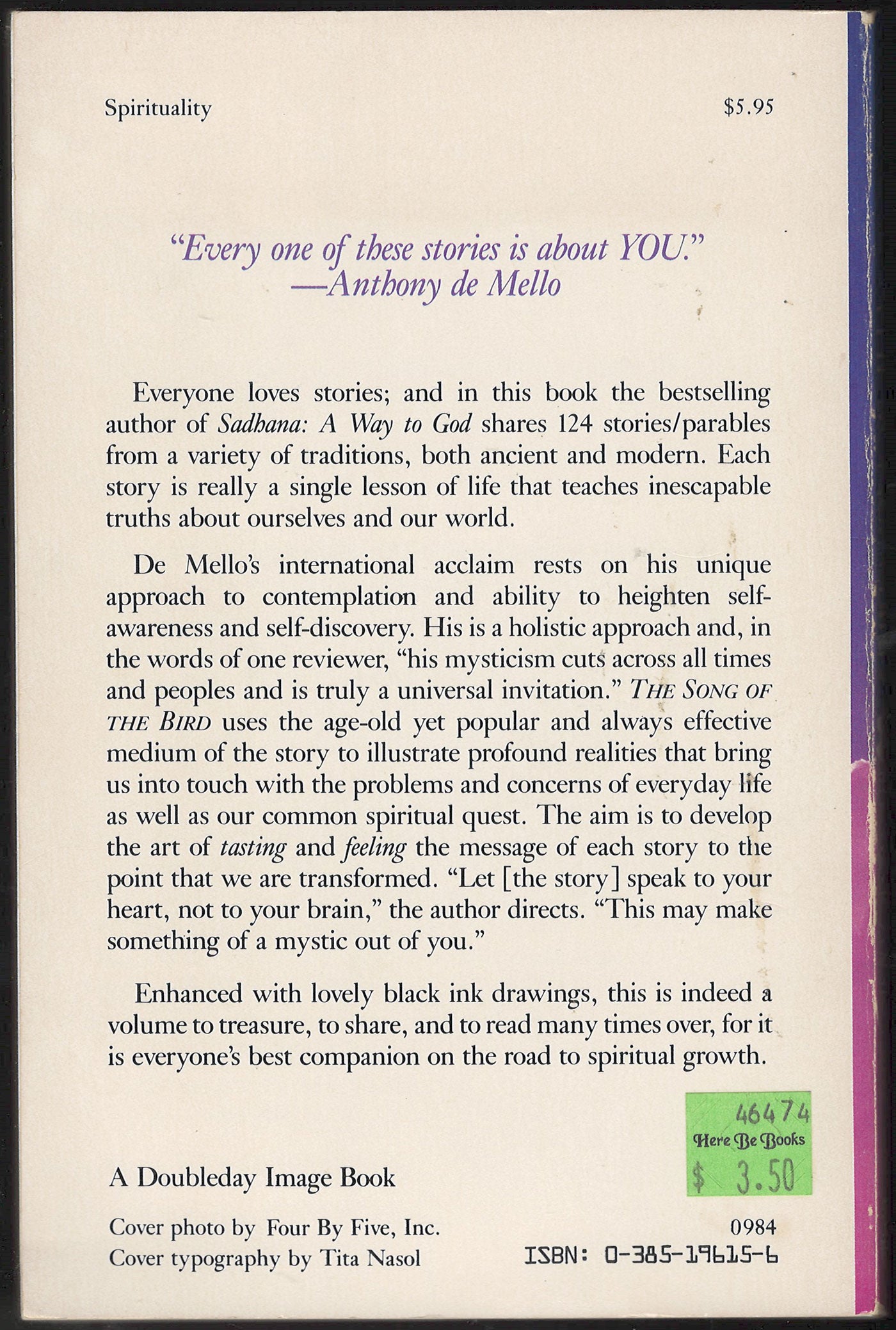 Song of the Bird by Anthony de Mello back cover