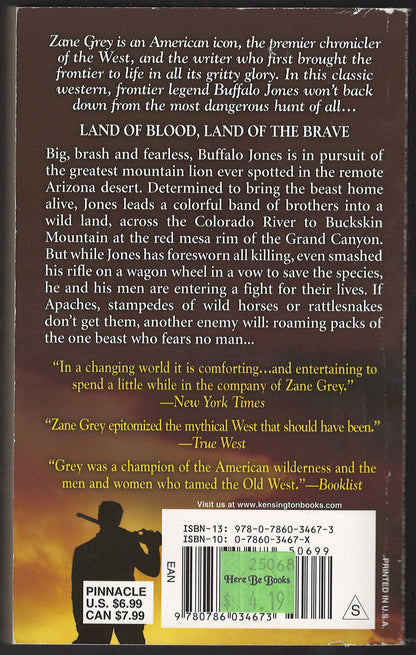 The Last of the Plainsmen by Zane Grey back cover