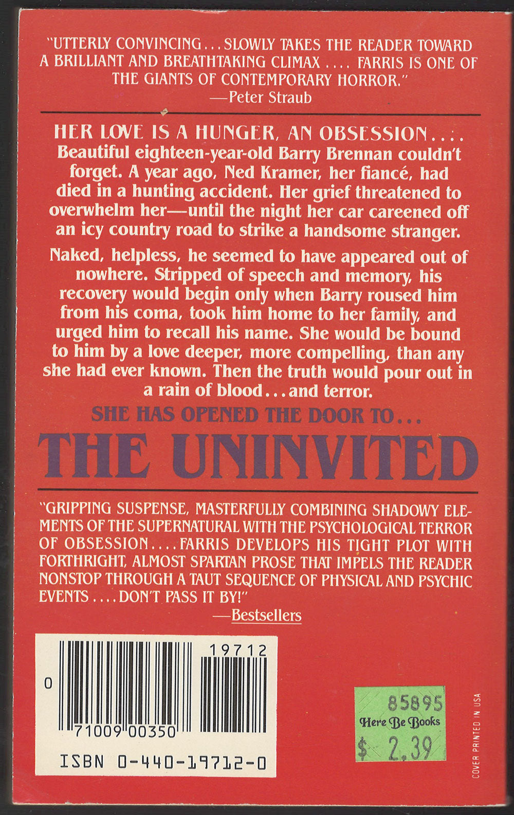 The Uninvited by John Farris back cover