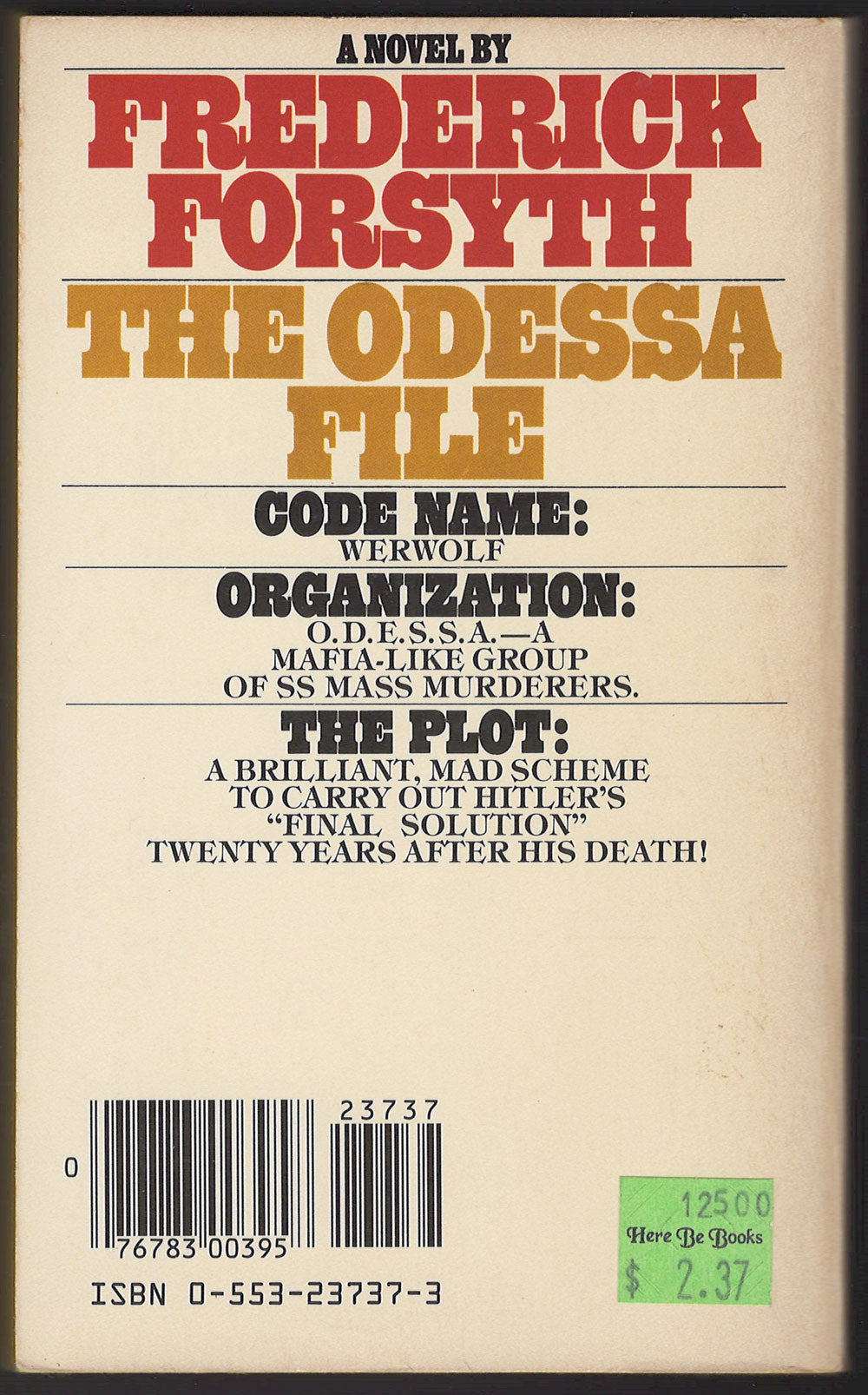 The Odessa File by Frederick Forsyth back cover