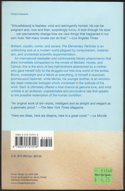 The Elementary Particles by Michel Houellebecq back cover