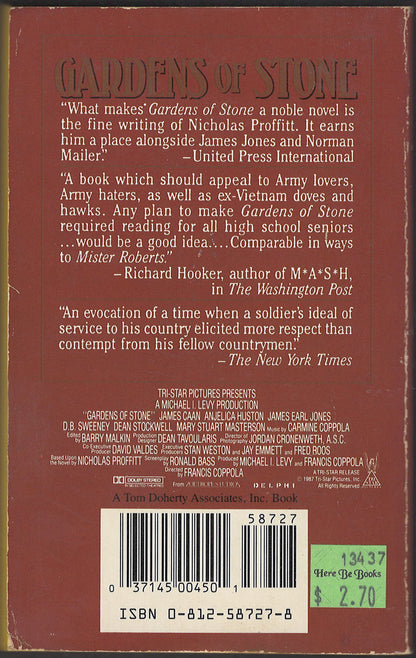 Gardens of Stone by Nicholas Proffitt back cover