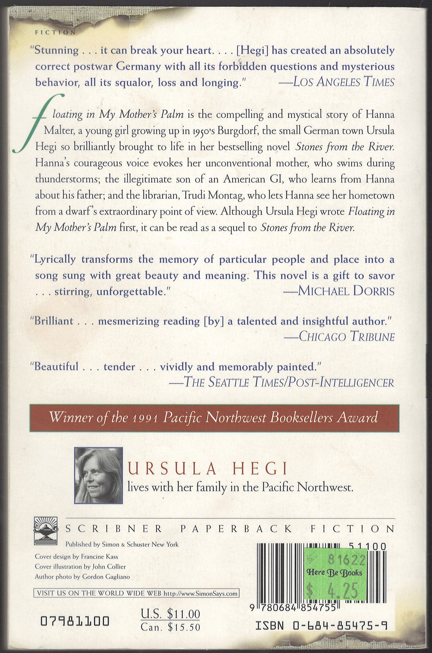 Floating in My Mother's Palm by Ursula Hegi back cover