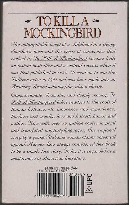 To Kill a Mockingbird by Harper Lee back cover