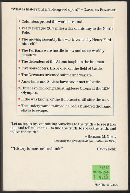 Legends, Lies, and Cherished Myths of American History by Richard Shenkman back cover