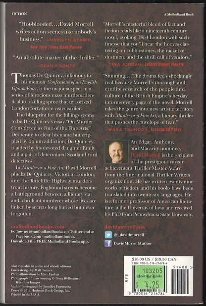 Murder as a Fine Art by David Morrell back cover