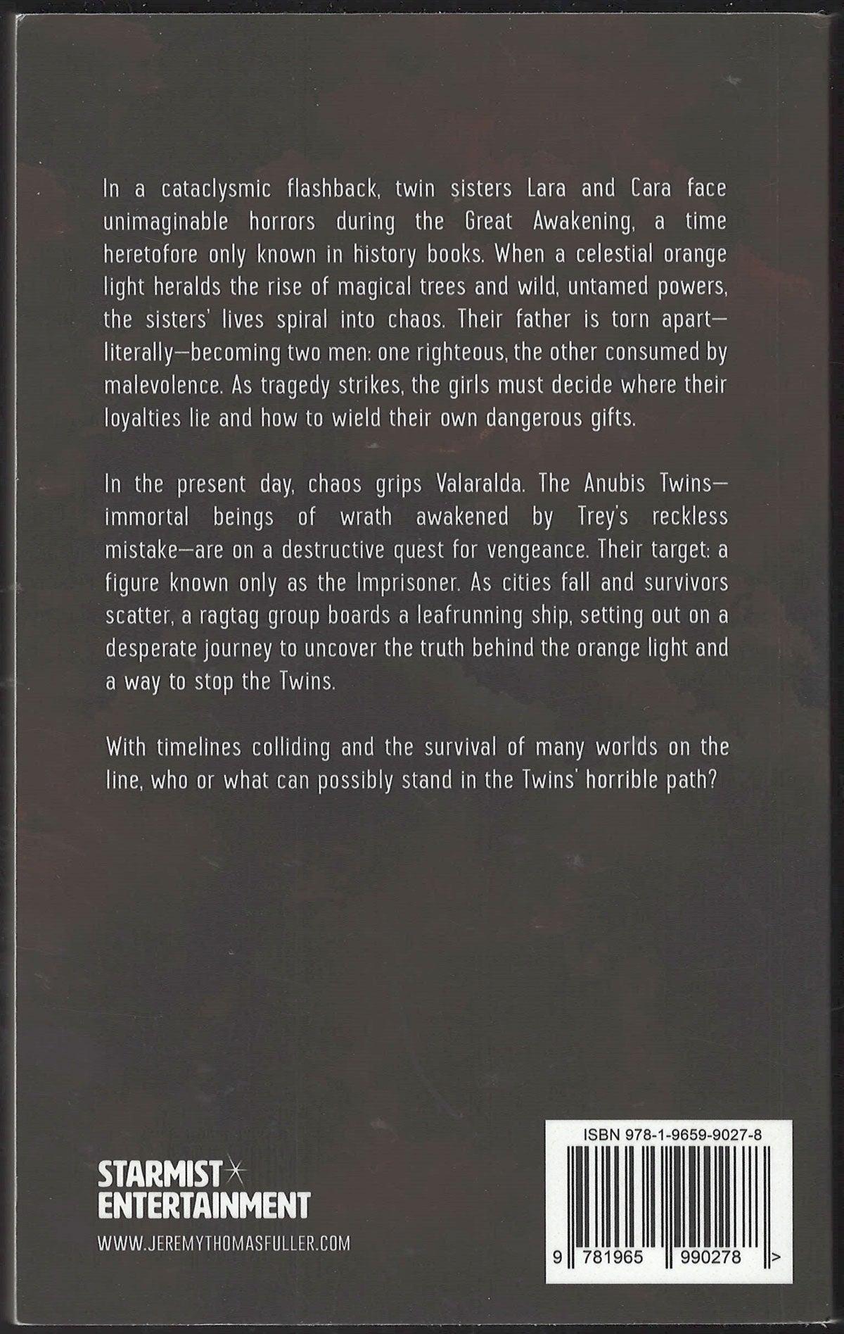 The Twin Fury by Jeremy Thomas Fuller back cover