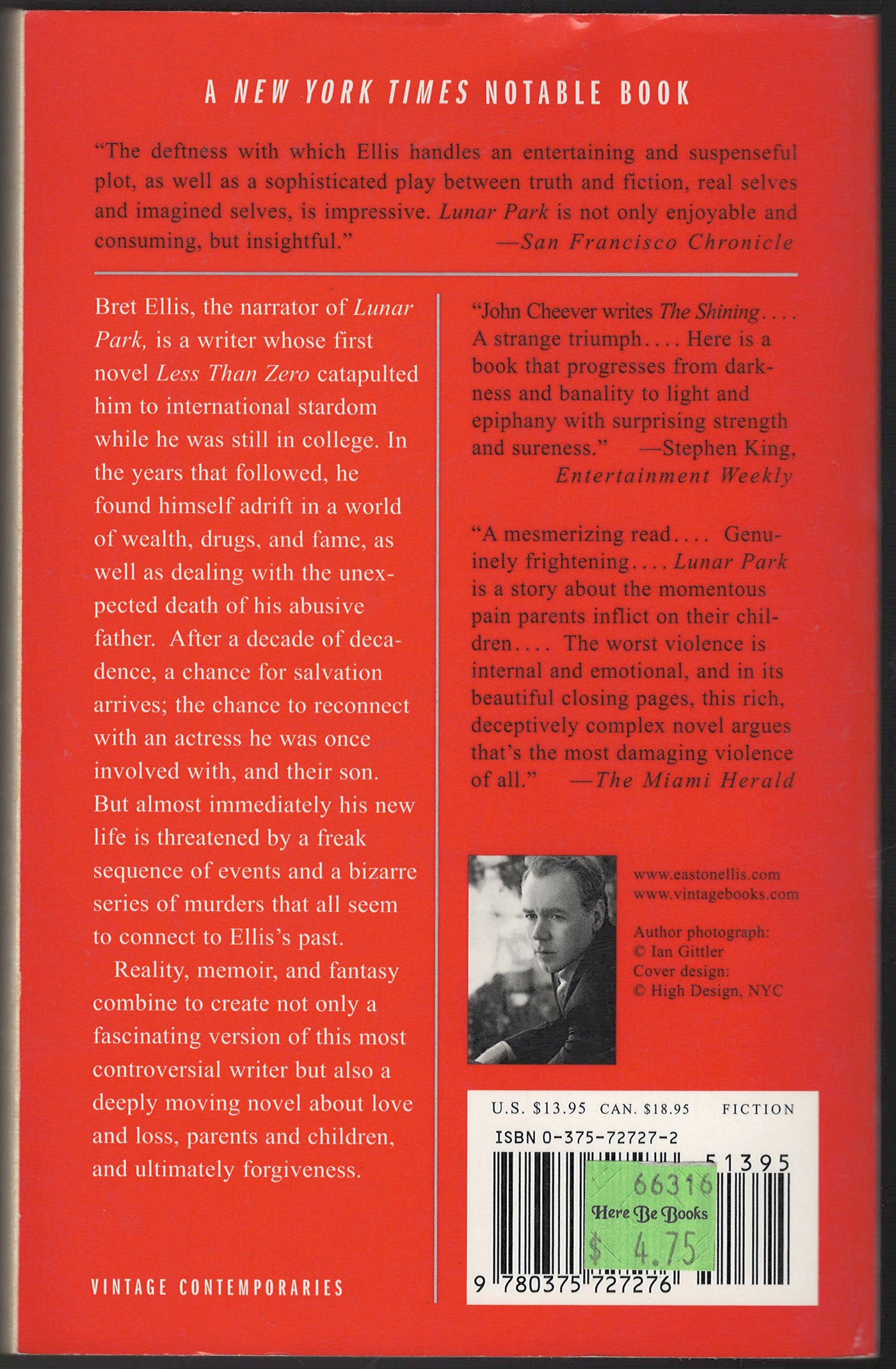 Lunar Park by Bret Easton Ellis back cover