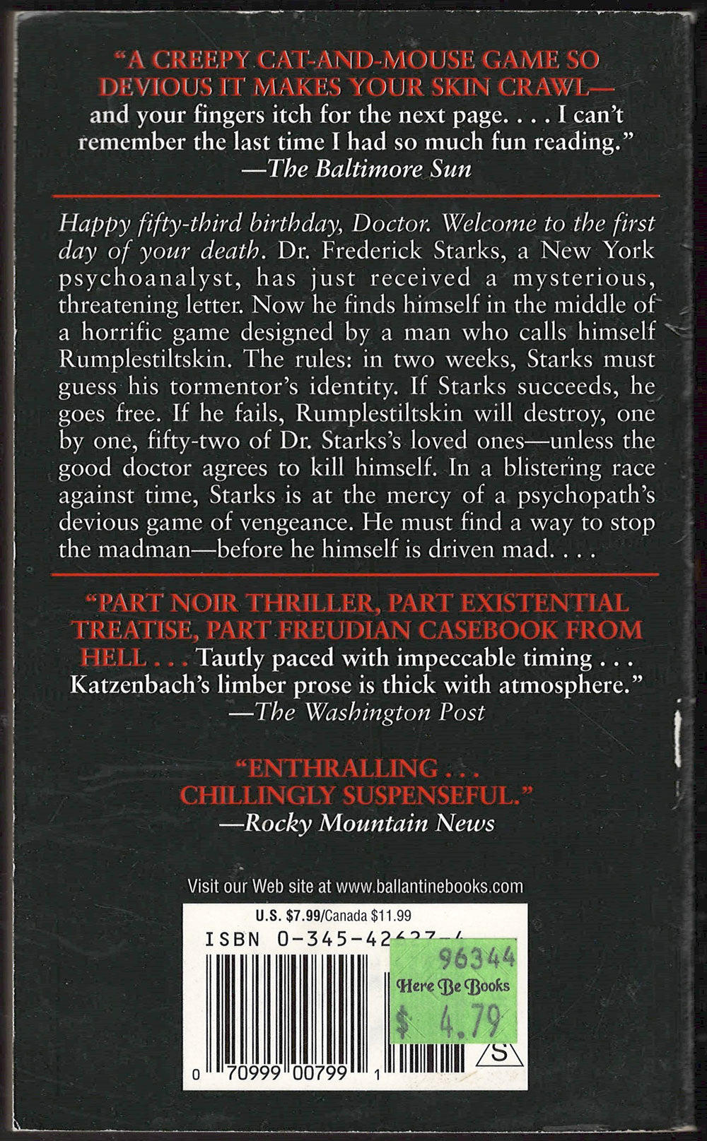 The Analyst by John Katzenbach back cover