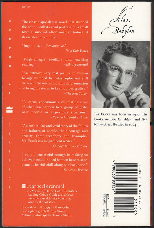 Alas, Babylon by Pat Frank back cover
