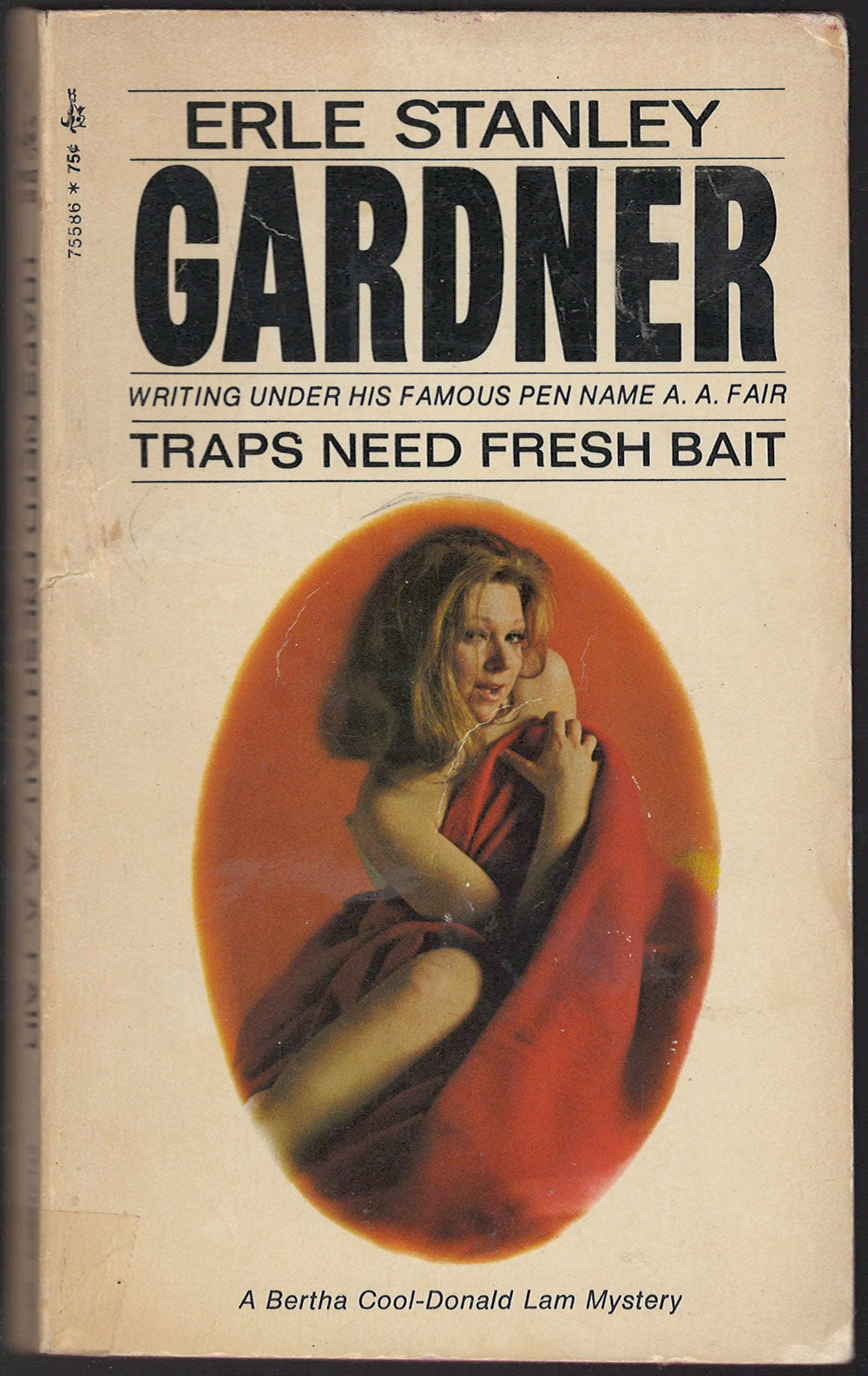 Front cover of Traps Need Fresh Bait by Erle Stanley Gardner featuring a woman wrapped in a red blanket.