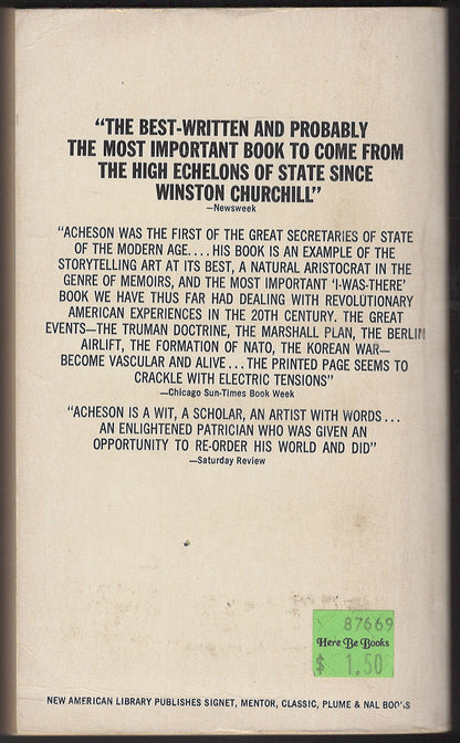 Present at the Creation by Dean Acheson back cover