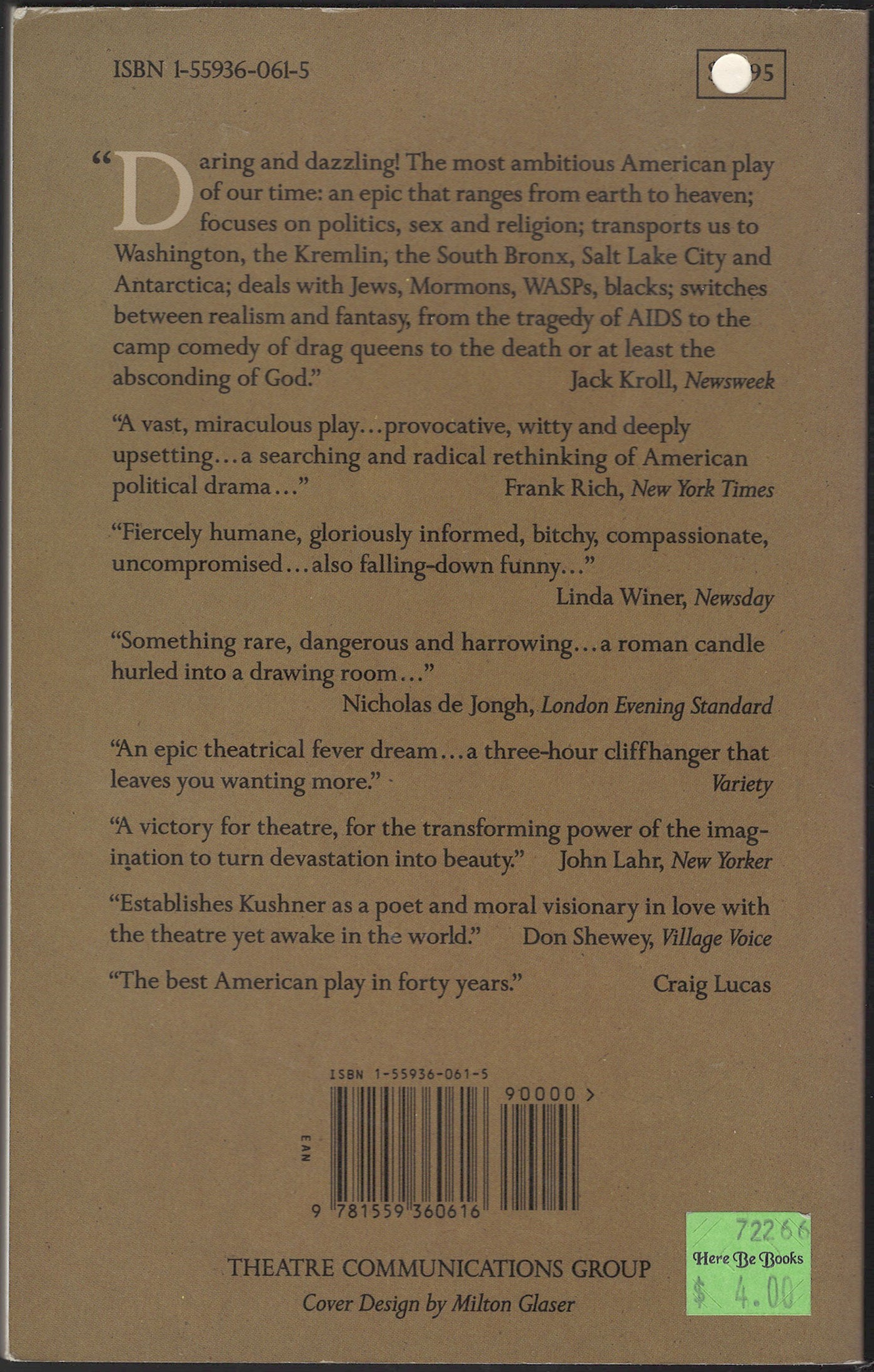 Angels in America, Part One: Millennium Approaches back cover