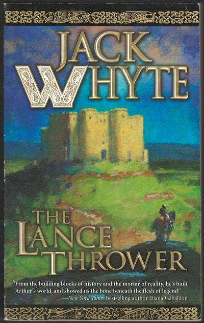 Front cover of The Lance Thrower by Jack Whyte with a castle and landscape illustration.