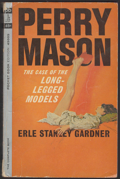 Front cover of Perry Mason: The Case of the Long-Legged Models by Erle Stanley Gardner with a woman laying on her back with her legs up.