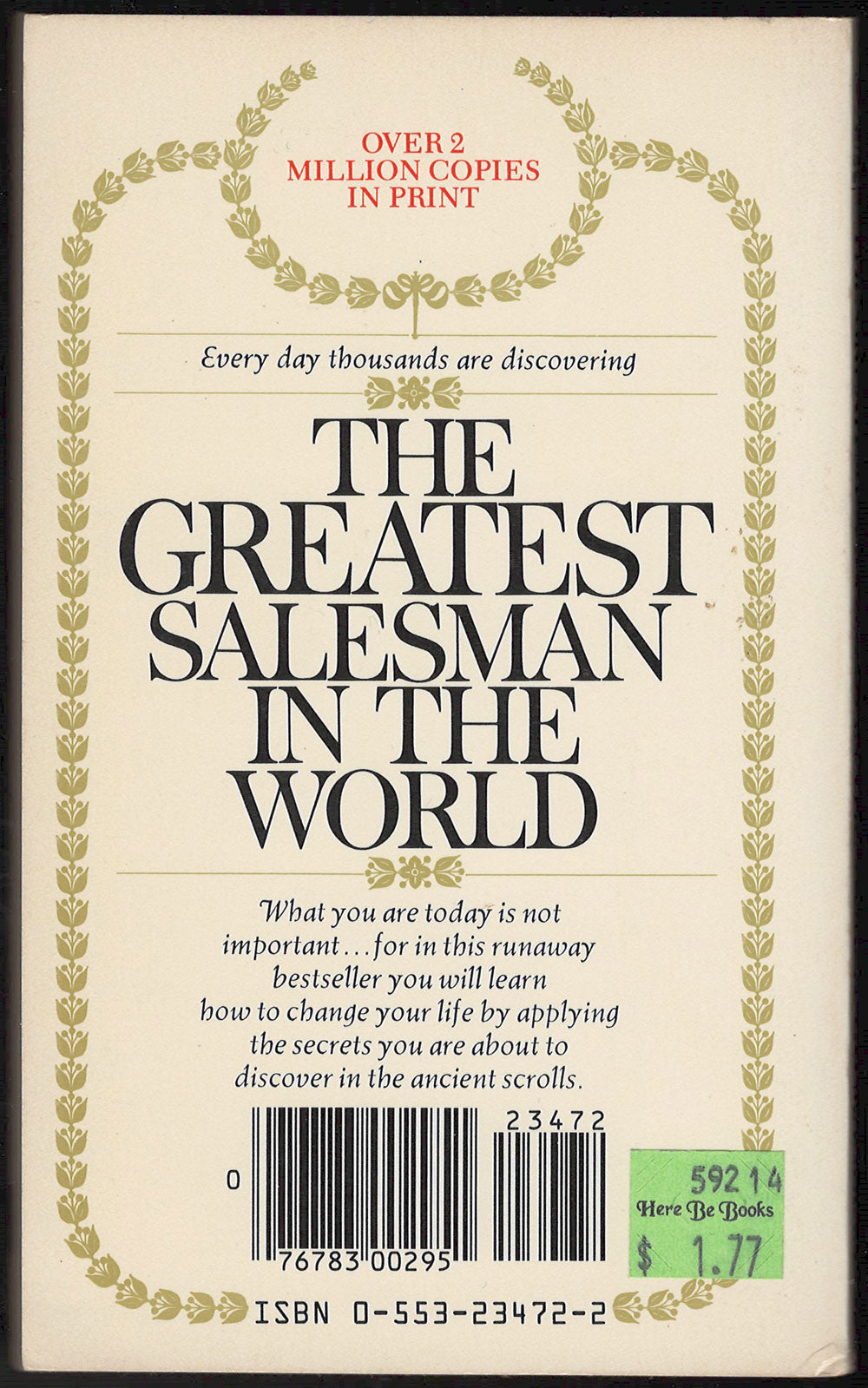 The Greatest Salesman in the World by Og Mandino back cover