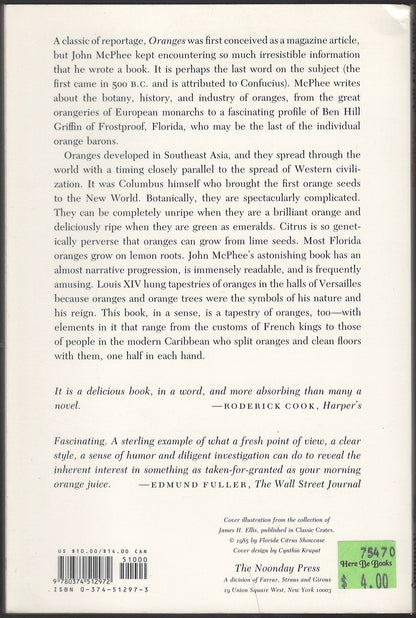 Oranges by John McPhee back cover