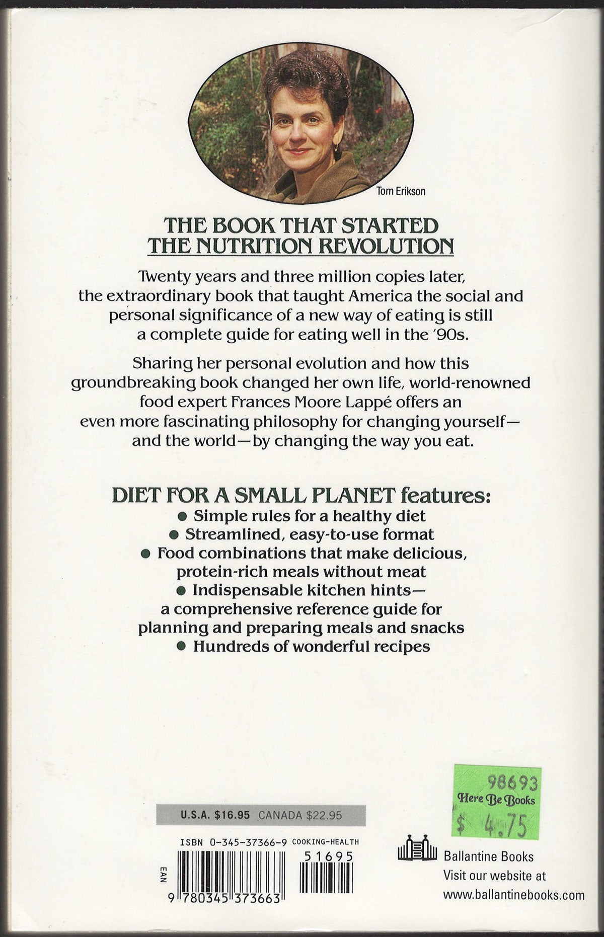 Diet for a Small Planet by Frances Moore Lappe back cover