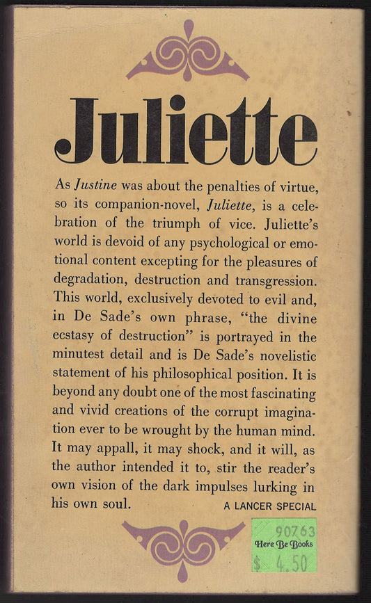 Juliette by Marquis de Sade back cover