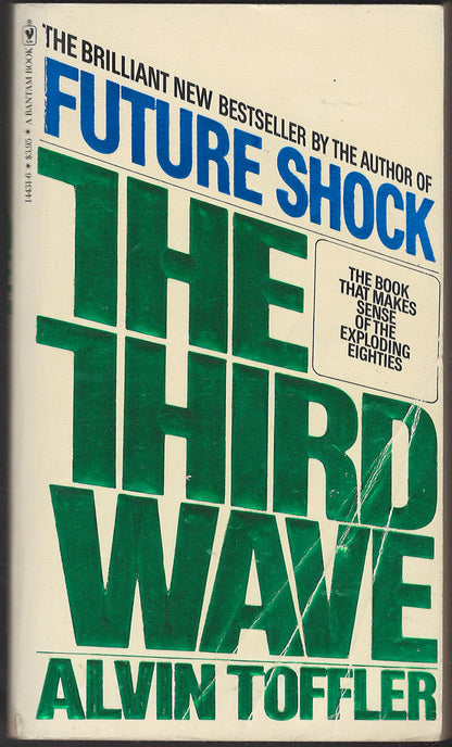 Front cover of The Third Wave by Alvin Toffler with green and blue text.