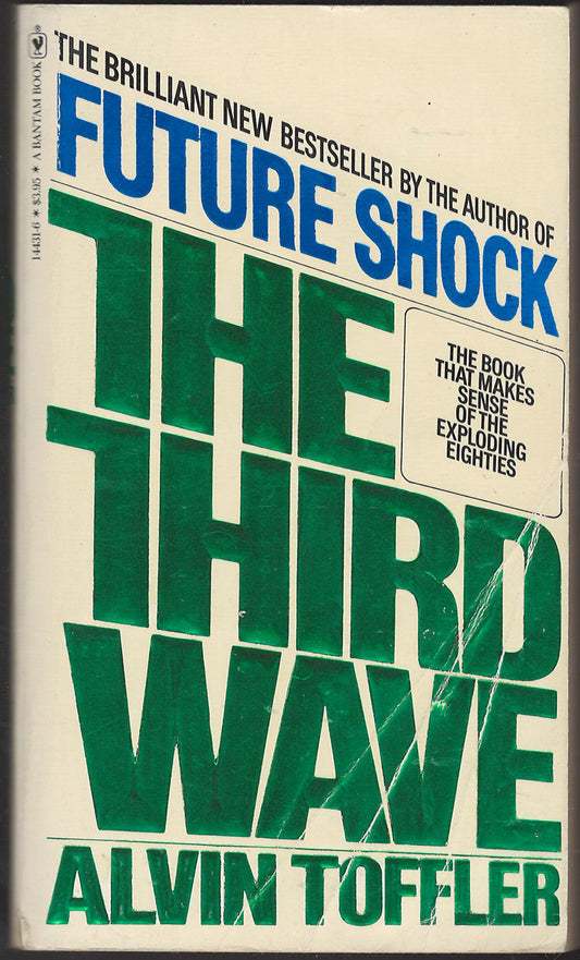 Front cover of The Third Wave by Alvin Toffler with green and blue text.