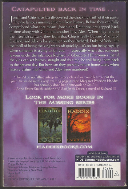 Sent by Margaret Peterson Haddix back cover