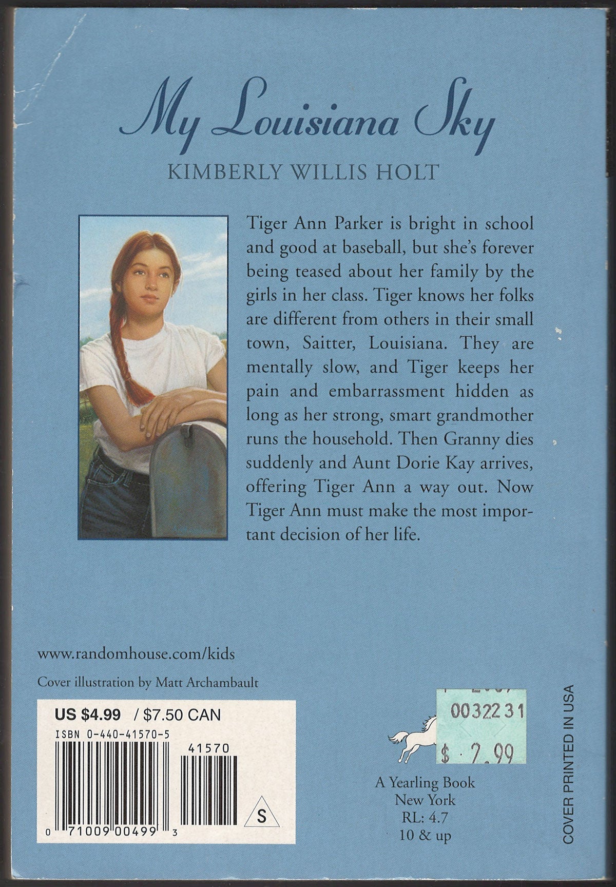 My Louisiana Sky by Kimberly Willis Holt back cover