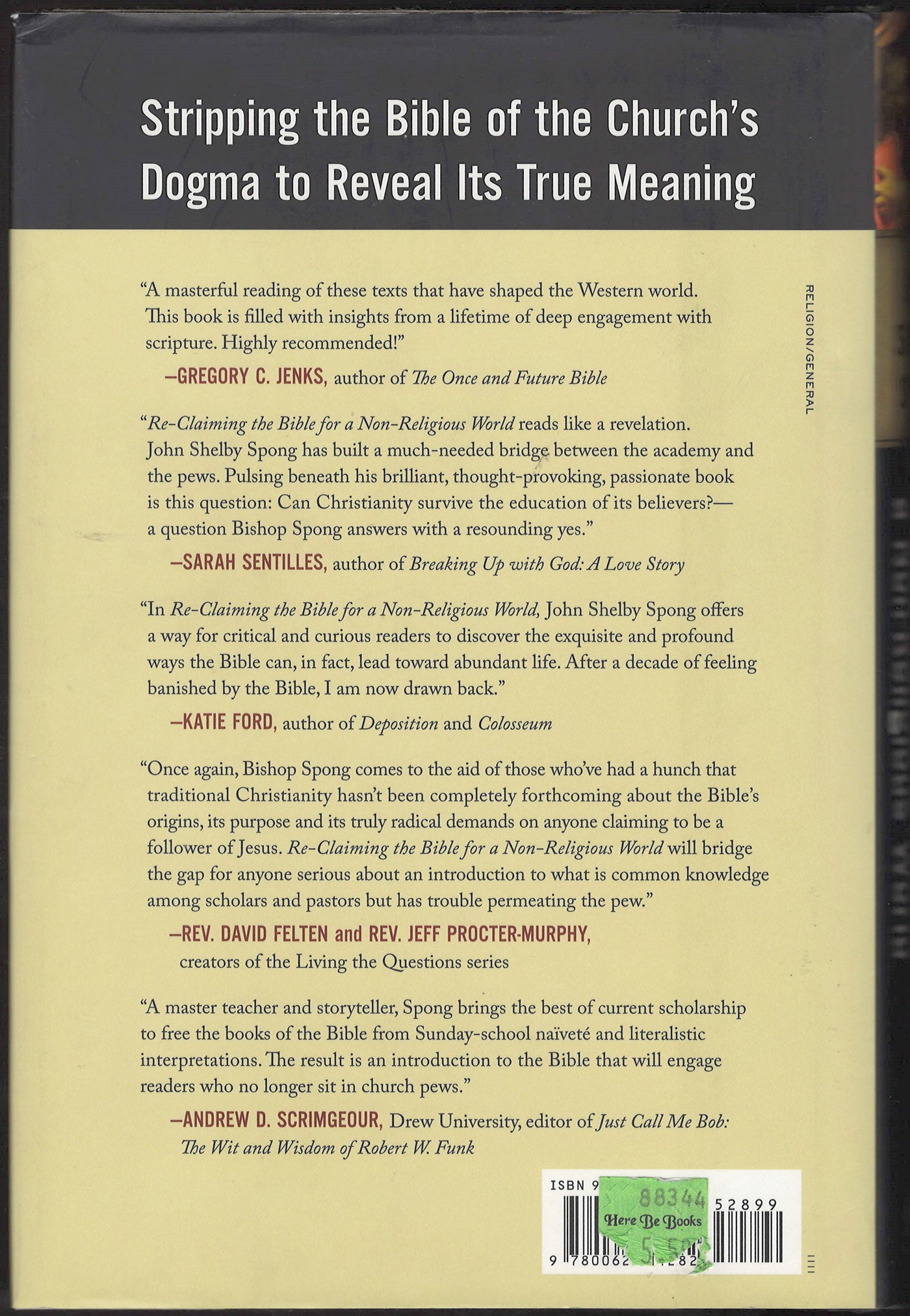 Re-Claiming the Bible for a Non-Religious World by John Spong back cover
