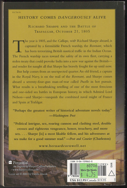 Sharpe's Trafalgar by Bernard Cornwell back cover