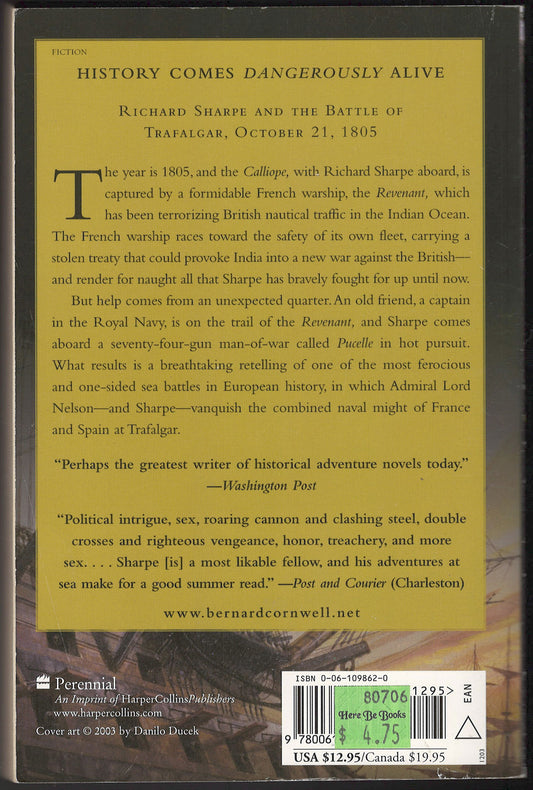 Sharpe's Trafalgar by Bernard Cornwell back cover